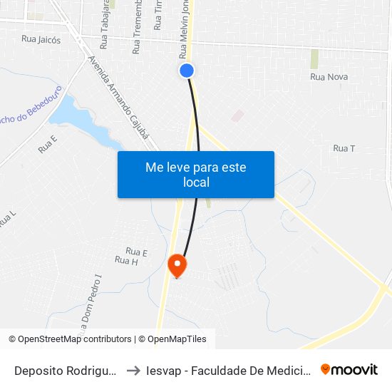 Deposito Rodrigues to Iesvap - Faculdade De Medicina map