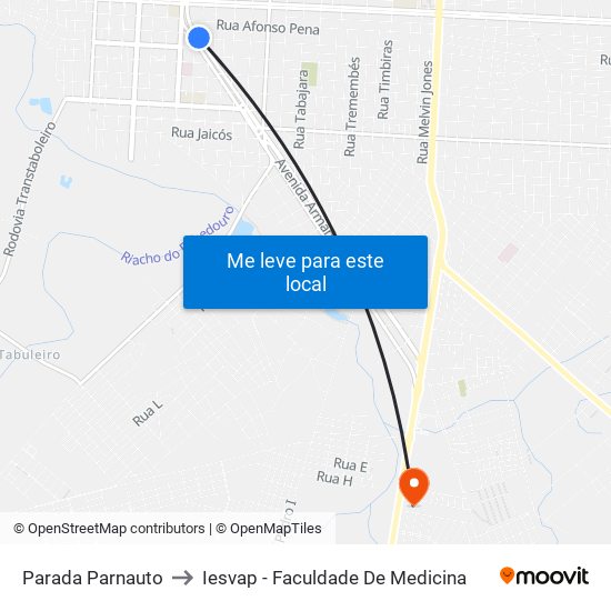 Parada Parnauto to Iesvap - Faculdade De Medicina map