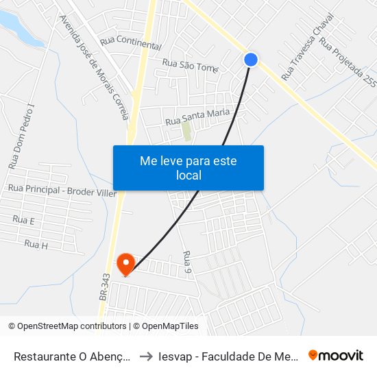 Restaurante O Abençoado to Iesvap - Faculdade De Medicina map