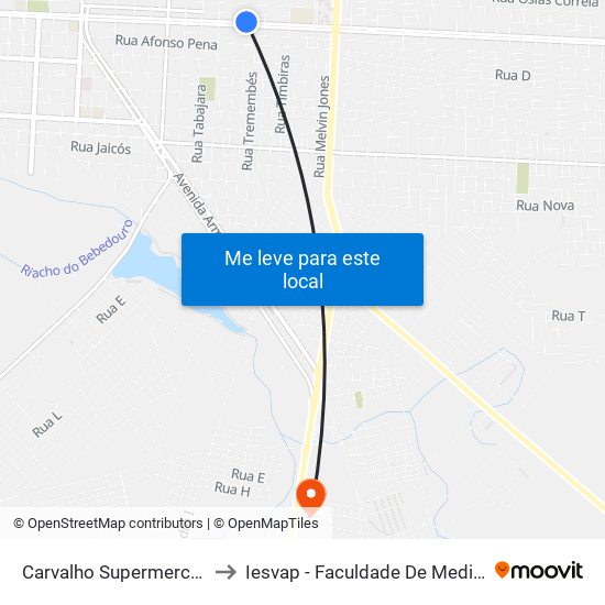 Carvalho Supermercado to Iesvap - Faculdade De Medicina map