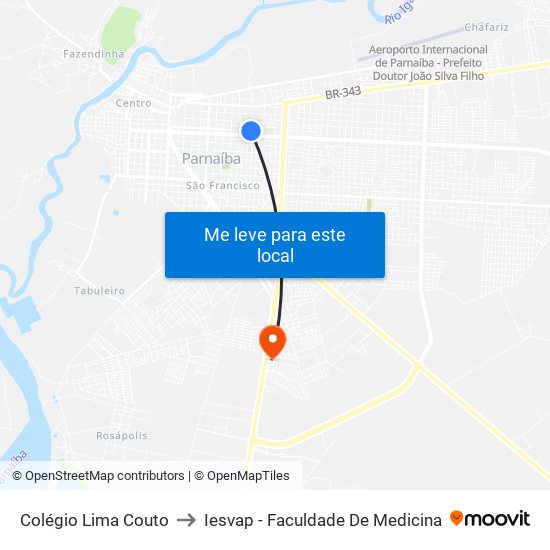 Colégio Lima Couto to Iesvap - Faculdade De Medicina map