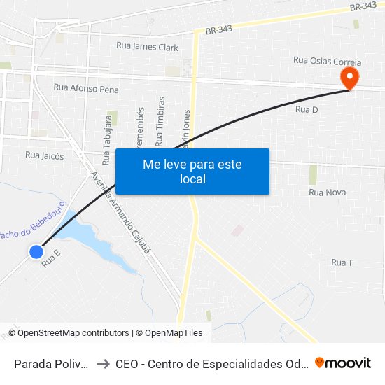 Parada Polivalente to CEO - Centro de Especialidades Odontológicas map