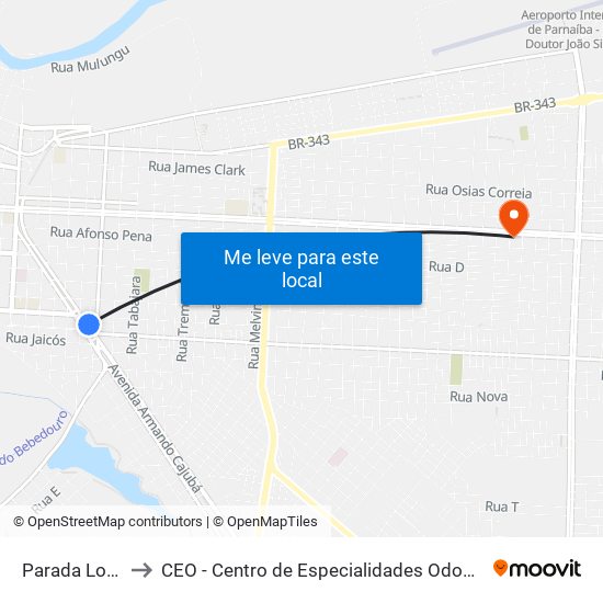 Parada Loteria to CEO - Centro de Especialidades Odontológicas map