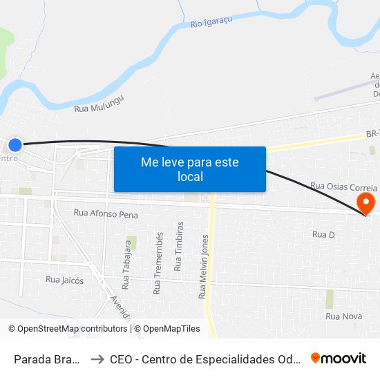 Parada Bradesco to CEO - Centro de Especialidades Odontológicas map