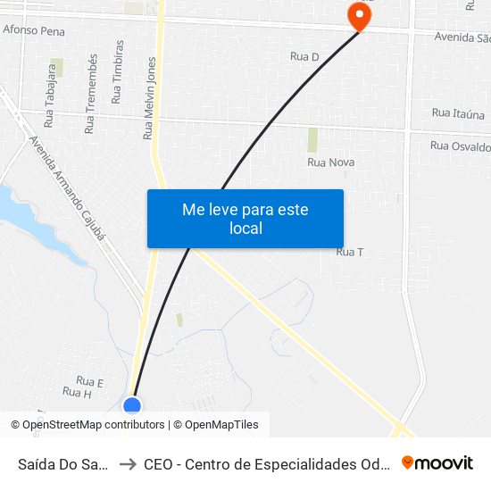 Saída Do Sabiazal to CEO - Centro de Especialidades Odontológicas map