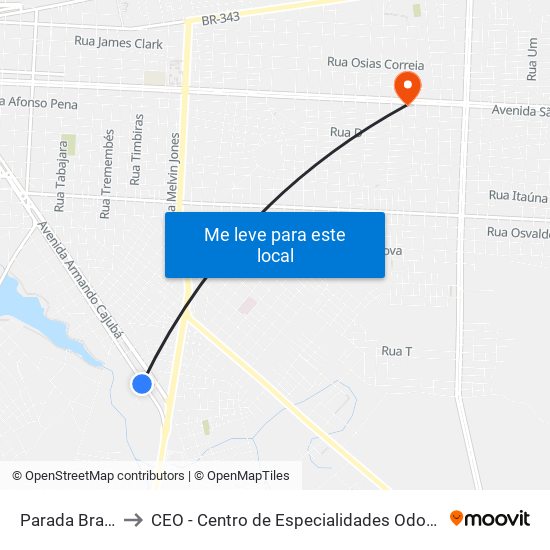 Parada Brahma to CEO - Centro de Especialidades Odontológicas map