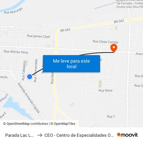 Parada Lac Lanches to CEO - Centro de Especialidades Odontológicas map