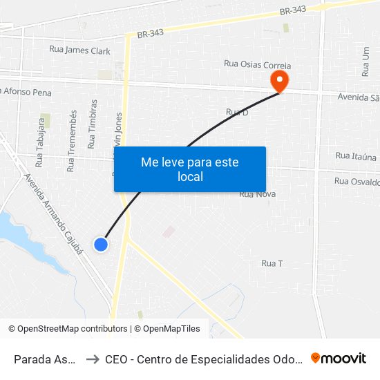 Parada Asa Net to CEO - Centro de Especialidades Odontológicas map