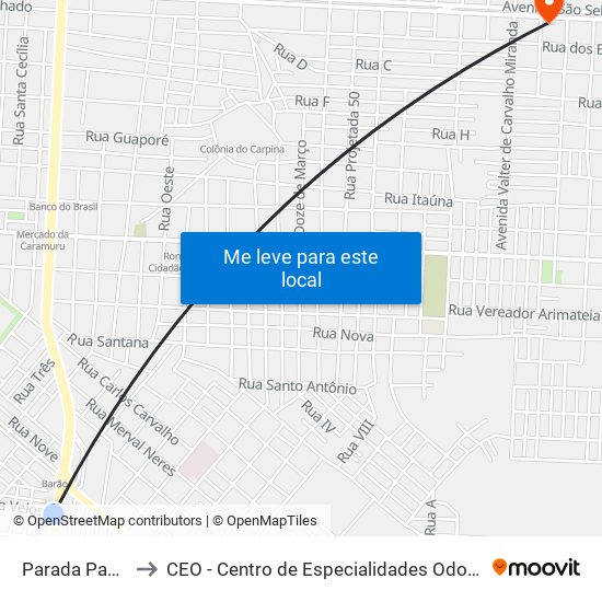 Parada Paulista to CEO - Centro de Especialidades Odontológicas map