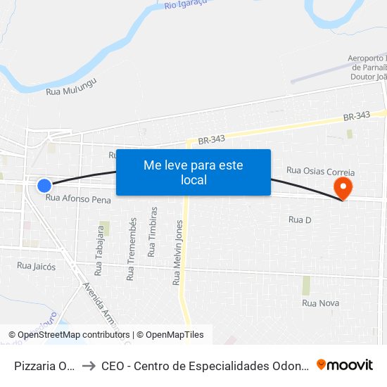 Pizzaria Oasis to CEO - Centro de Especialidades Odontológicas map