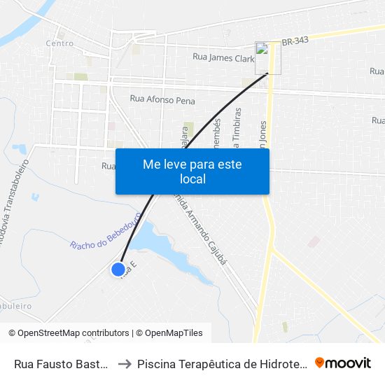 Rua Fausto Bastos, 1-51 to Piscina Terapêutica de Hidroterapia / UFPI map