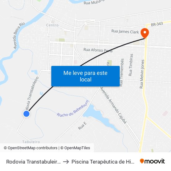 Rodovia Transtabuleiro, 1132-1436 to Piscina Terapêutica de Hidroterapia / UFPI map