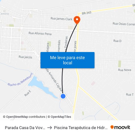 Parada Casa Da Vovó - Ultragaz to Piscina Terapêutica de Hidroterapia / UFPI map