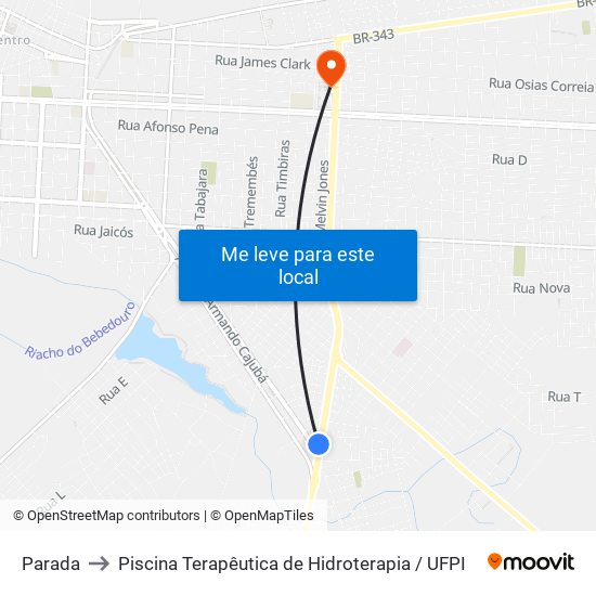 Parada to Piscina Terapêutica de Hidroterapia / UFPI map