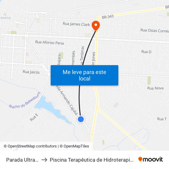 Parada Ultragas to Piscina Terapêutica de Hidroterapia / UFPI map