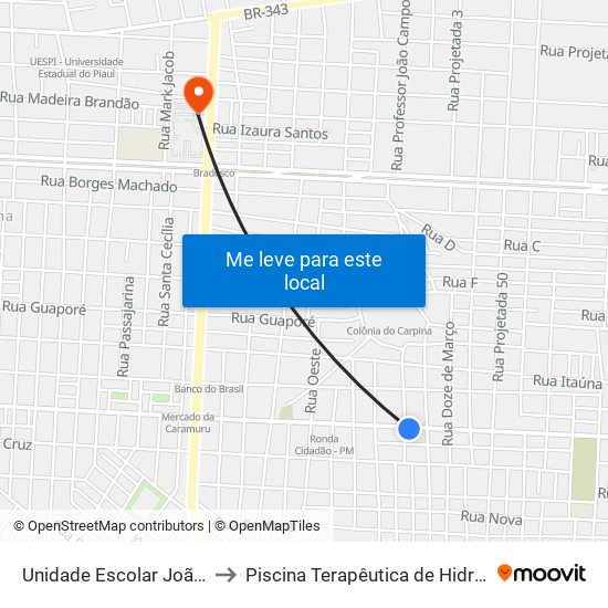 Unidade Escolar João Silva Filho to Piscina Terapêutica de Hidroterapia / UFPI map