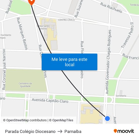 Parada Colégio Diocesano to Parnaíba map