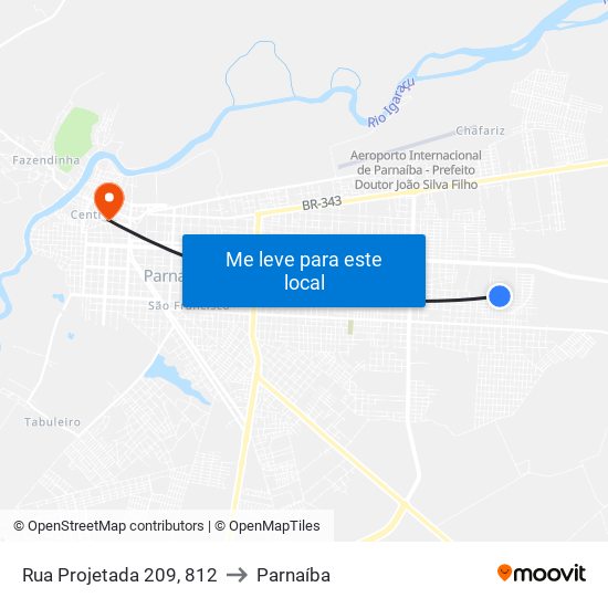 Rua Projetada 209, 812 to Parnaíba map