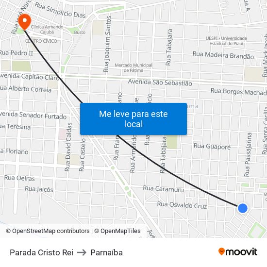 Parada Cristo Rei to Parnaíba map