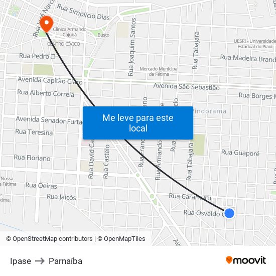 Ipase to Parnaíba map