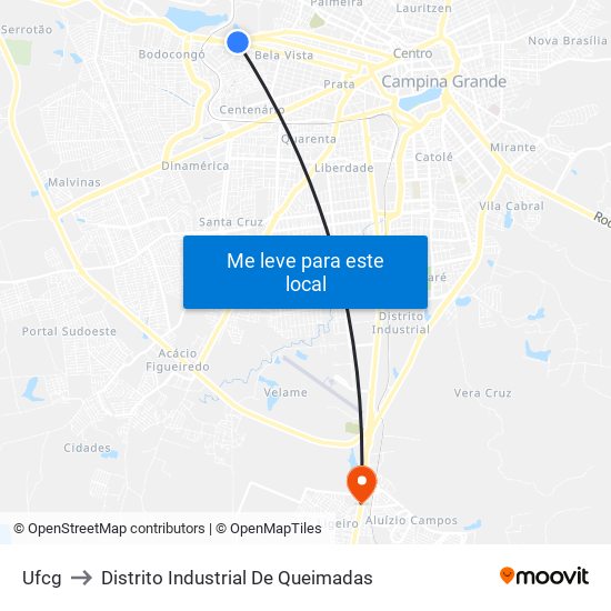 Ufcg to Distrito Industrial De Queimadas map