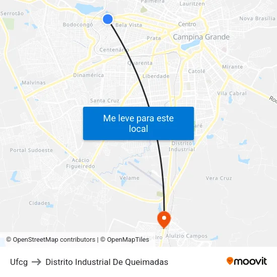 Ufcg to Distrito Industrial De Queimadas map