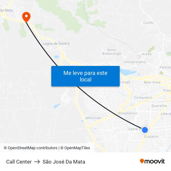 Call Center to São José Da Mata map