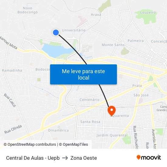 Central De Aulas - Uepb to Zona Oeste map