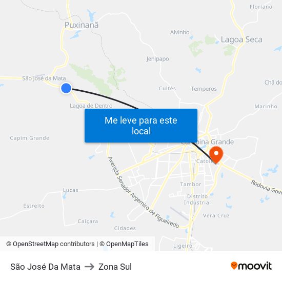 São José Da Mata to Zona Sul map