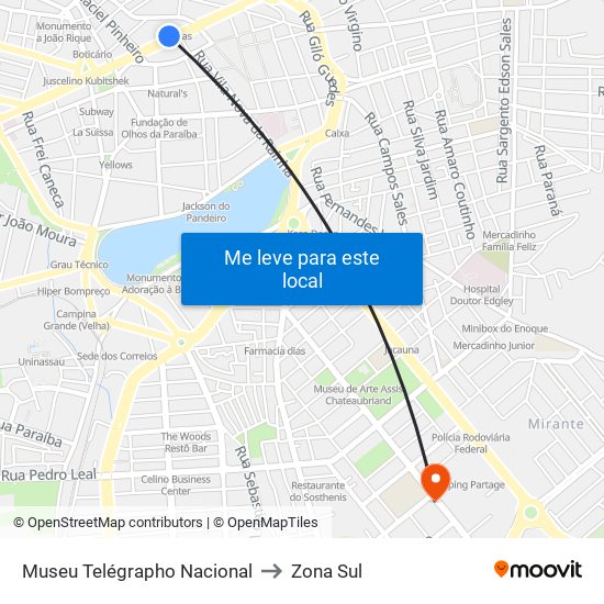 Museu Telégrapho Nacional to Zona Sul map