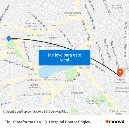 Tic - Plataforma 01a to Hospital Doutor Edgley map