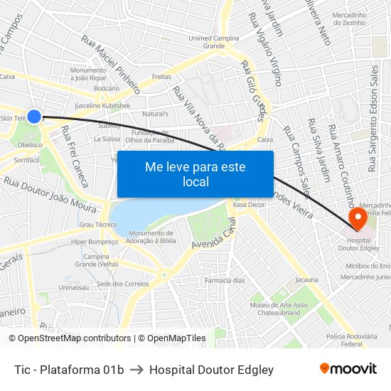 Tic - Plataforma 01b to Hospital Doutor Edgley map