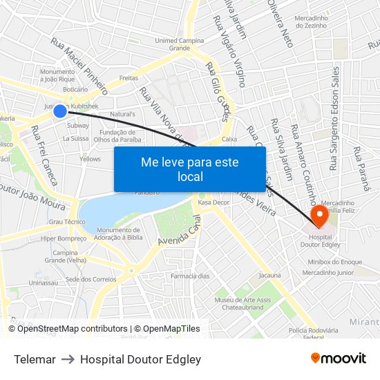 Telemar to Hospital Doutor Edgley map