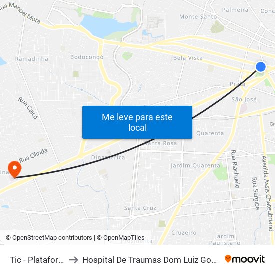 Tic - Plataforma 04a to Hospital De Traumas Dom Luiz Gonzaga Fernandes map