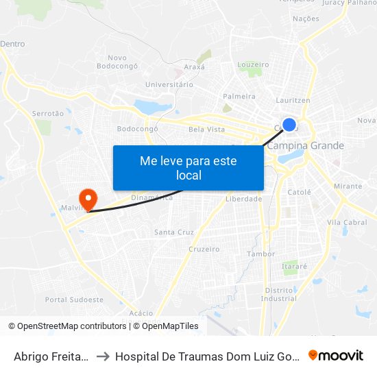 Abrigo Freitas Varejo to Hospital De Traumas Dom Luiz Gonzaga Fernandes map