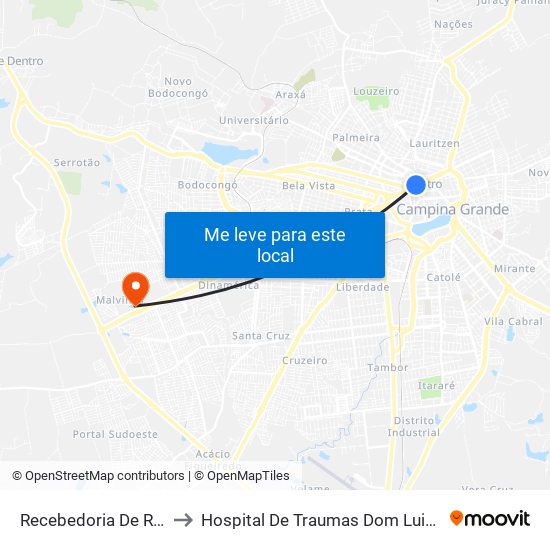 Recebedoria De Rendas - Fisco to Hospital De Traumas Dom Luiz Gonzaga Fernandes map
