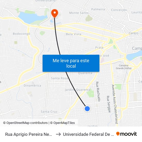 Rua Aprígio Pereira Nepomuceno, 1031 to Universidade Federal De Campina Grande map