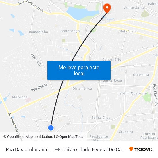 Rua Das Umburanas, 175-223 to Universidade Federal De Campina Grande map