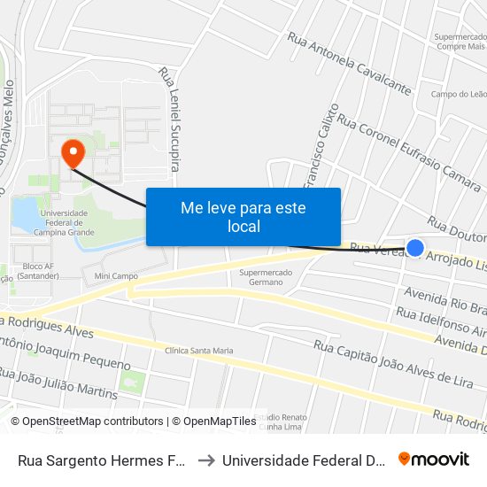 Rua Sargento Hermes Ferreira Ramos, 764 to Universidade Federal De Campina Grande map