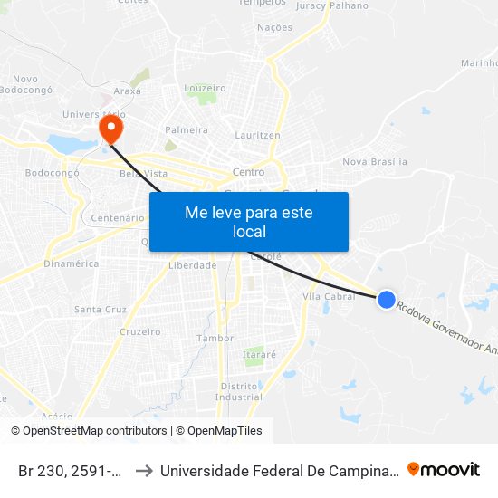 Br 230, 2591-2985 to Universidade Federal De Campina Grande map