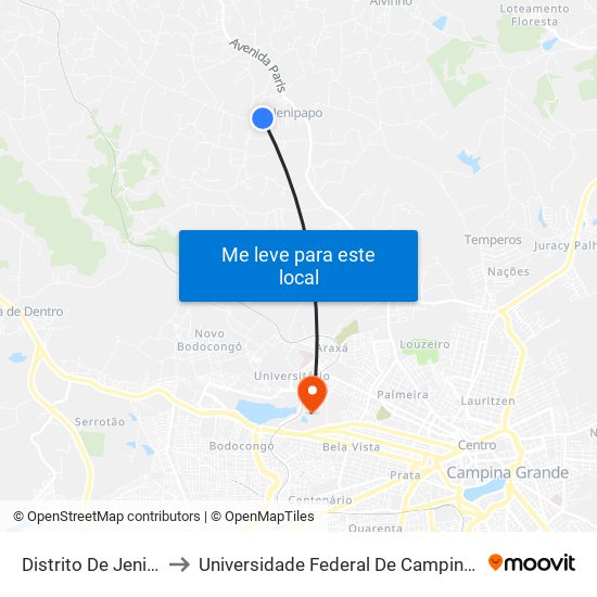 Distrito De Jenipapo to Universidade Federal De Campina Grande map