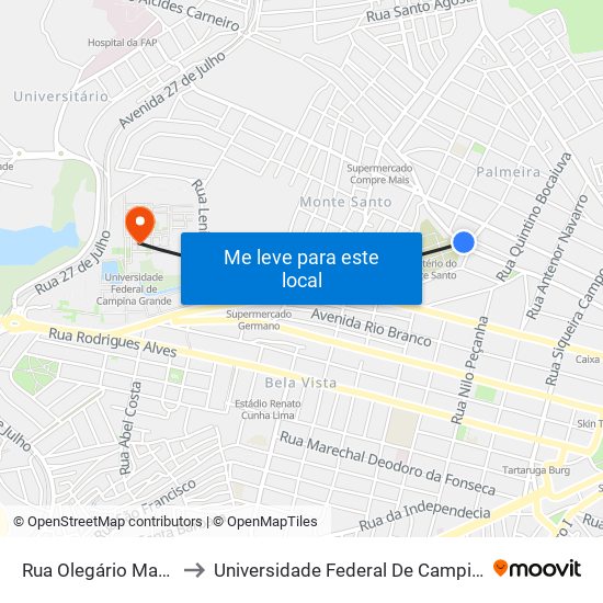 Rua Olegário Maciel, 06 to Universidade Federal De Campina Grande map