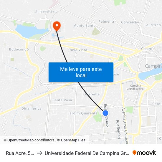 Rua Acre, 530 to Universidade Federal De Campina Grande map