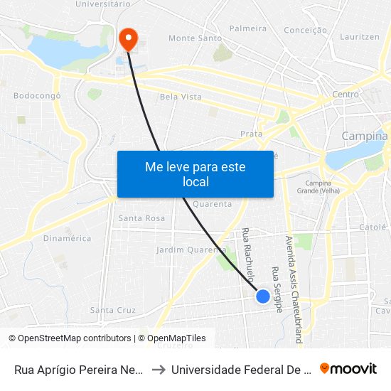 Rua Aprígio Pereira Nepomuceno, 445 to Universidade Federal De Campina Grande map