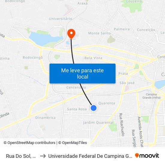 Rua Do Sol, 749 to Universidade Federal De Campina Grande map