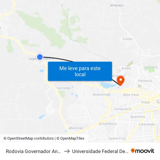 Rodovia Governador Antonio Mariz, 4000 to Universidade Federal De Campina Grande map