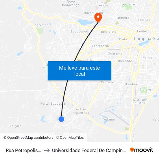 Rua Petrópolis, 408 to Universidade Federal De Campina Grande map