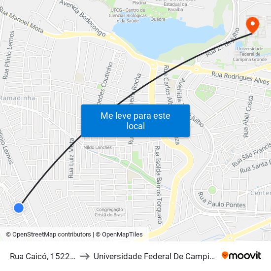 Rua Caicó, 1522-1568 to Universidade Federal De Campina Grande map