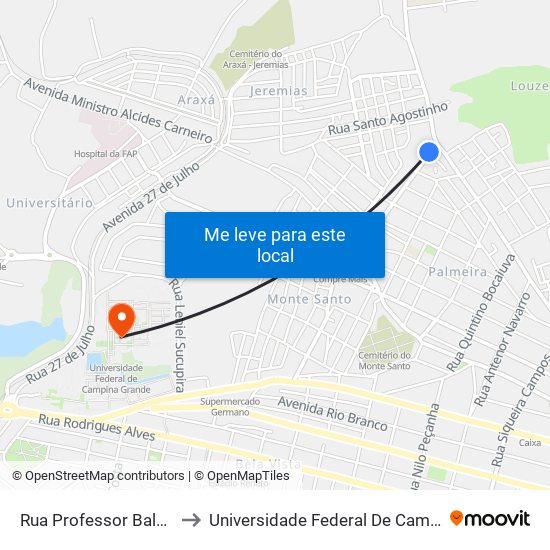 Rua Professor Balbino, 595 to Universidade Federal De Campina Grande map