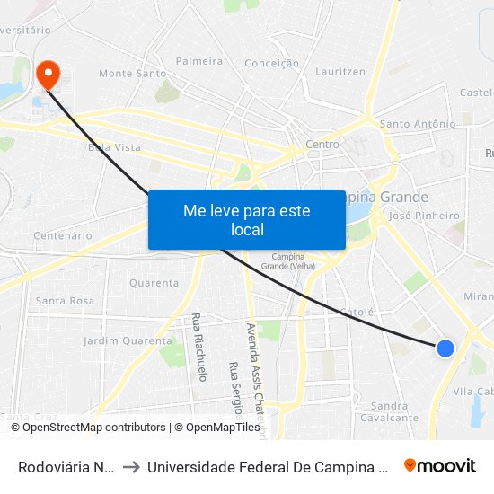 Rodoviária Nova to Universidade Federal De Campina Grande map